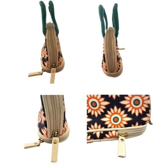 Spartina 449 Cosmetic Makeup Bag Small Tote Floral Zipper Compartments R… - Picture 3 of 12